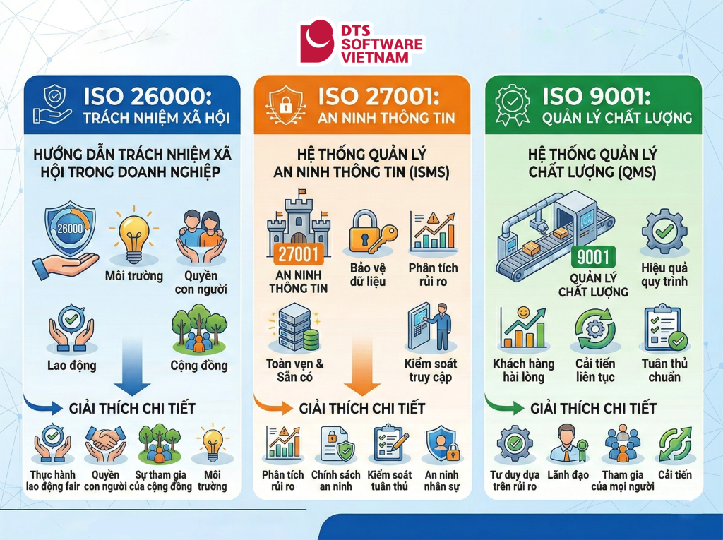 Bảng minh họa các điểm khác biệt giữa các ISO